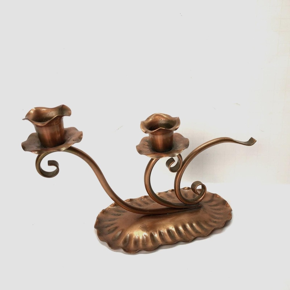 Vintage Gregorian Copper Taper Candle Candleholder Cottagecore